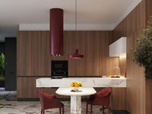 Miniaturka 5 - Lampa wisząca BIRNO burgund nad stołem w kuchni