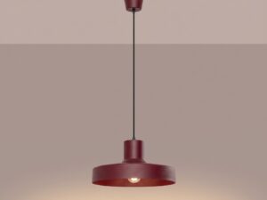 Miniaturka 2 - Lampa wisząca BIRNO burgund z włączonym światłem