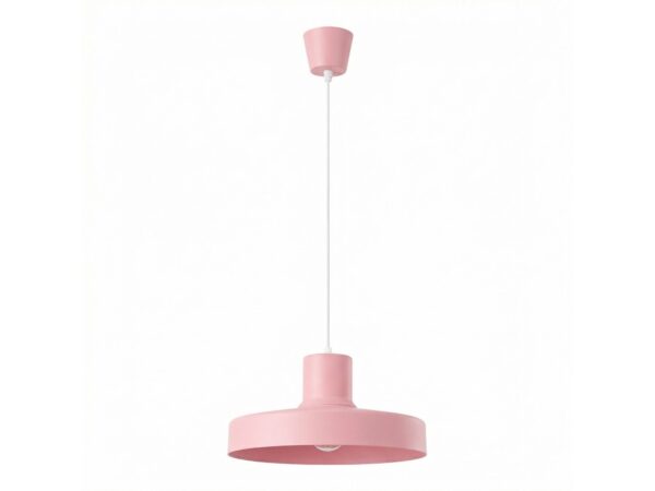 Lampa wisząca BIRNO różowa na białym tle