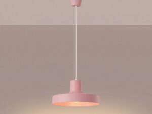 Miniaturka 2 - Lampa wisząca BIRNO różowa z włączonym światłem
