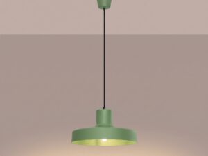 Miniaturka 2 - Lampa wisząca BIRNO szałwiowa z włączonym światłem