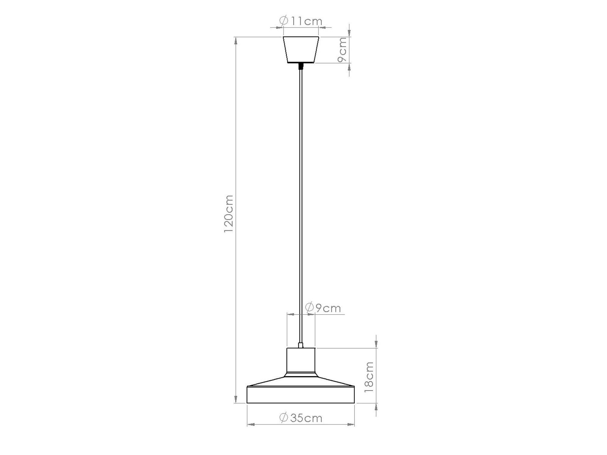 Lampa wisząca BIRNO szałwiowa – rysunek wymiarowy