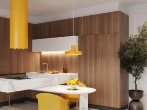 Miniaturka 6 - Lampa wisząca BIRNO żółta w aranżacji kuchni