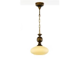 Miniaturka 4 - Lampa wisząca Bolero czarna ze złotą patyną i jasnym szklanym kloszem na białym tle