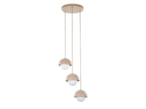 Miniaturka 2 - Lampa wisząca Bono 3-punktowa piaskowy beż z białymi szklanymi kloszami na białym tle