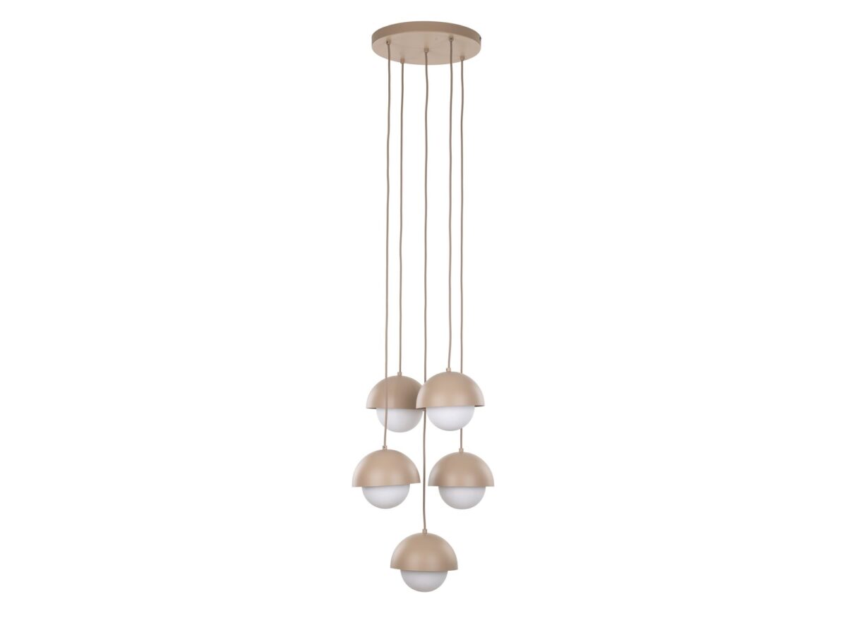 Lampa wisząca Bono 5-punktowa ze szklanymi kloszami piaskowy beż