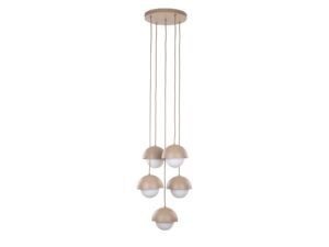 Miniaturka 2 - Lampa wisząca Bono pięciopunktowa w piaskowym beżu na białym tle