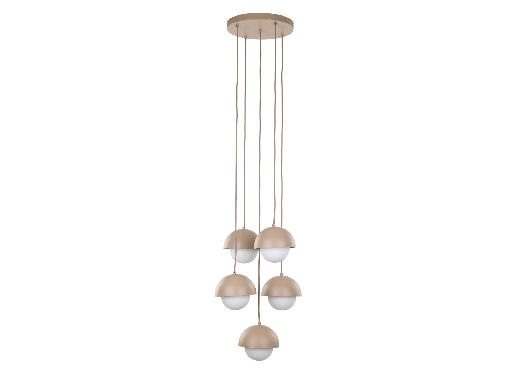Lampa wisząca Bono pięciopunktowa w piaskowym beżu na białym tle