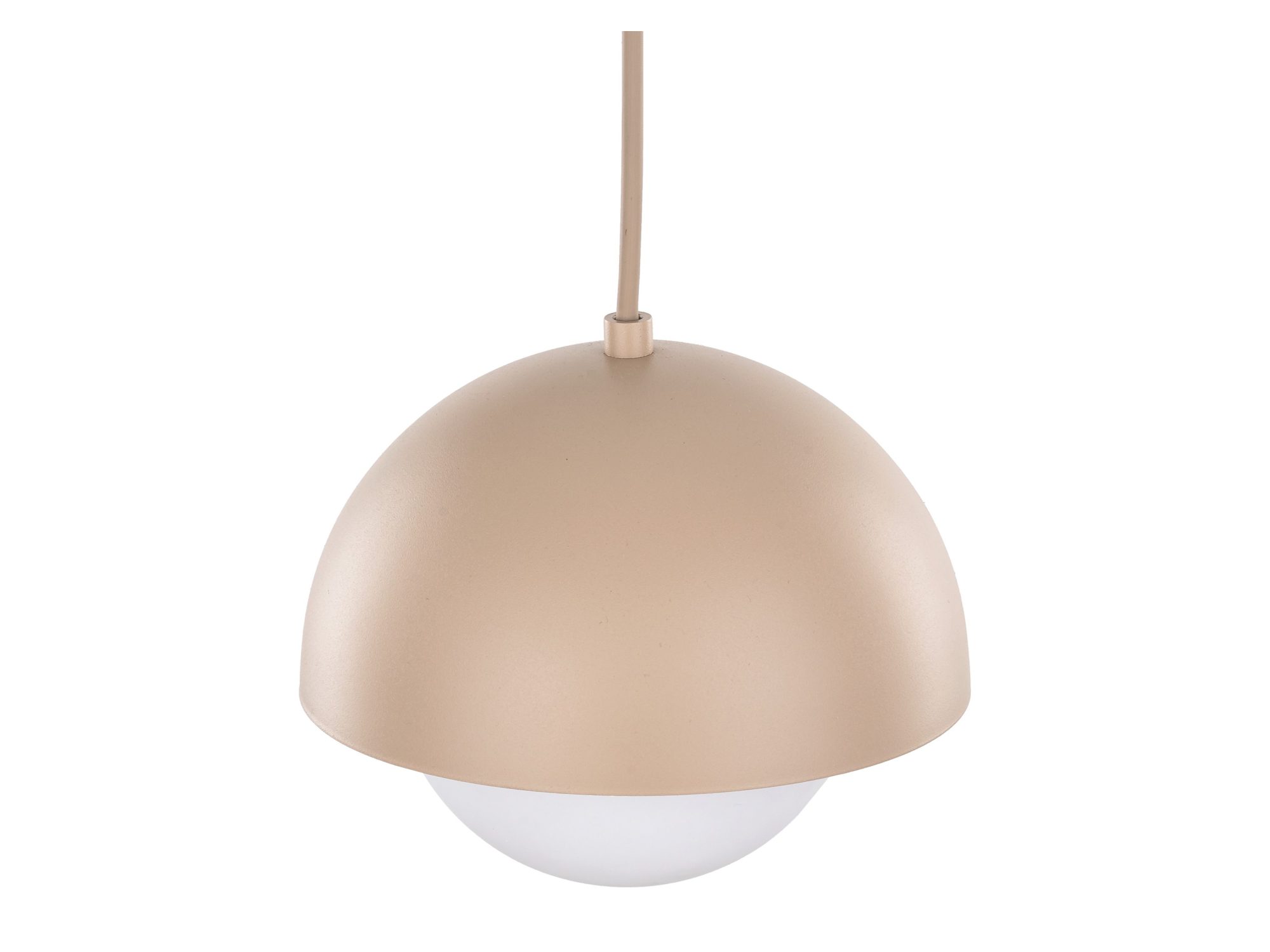 Pojedyncza lampa wisząca Bono S z beżową metalową osłoną klosza, drugie ujęcie