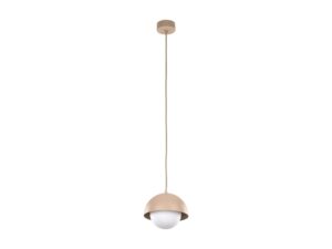 Miniaturka 2 - Lampa wisząca Bono S w piaskowym beżu z półkulistym kloszem na białym tle