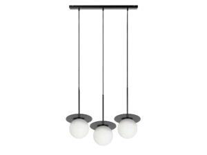 Miniaturka 1 - Potrójna lampa BORRA B 3L czarna na listwie z kulistymi kloszami