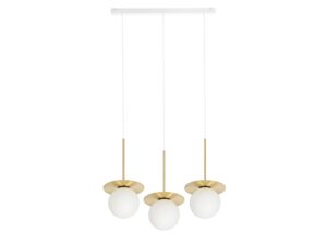Miniaturka 2 - Lampa wisząca BORRA B 3L mosiądz z trzema mlecznymi kulami