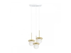 Miniaturka 2 - Potrójna lampa wisząca BORRA B 3P z mosiężnymi dyskami na białym tle