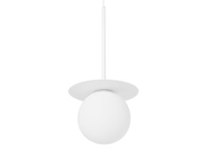 Miniaturka 5 - Lampa wisząca BORRA B biała z mlecznym kulistym kloszem