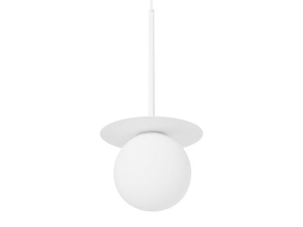 Lampa wisząca BORRA B biała z mlecznym kulistym kloszem