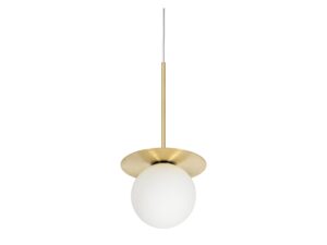 Miniaturka 2 - Lampa wisząca BORRA B biało-mosiężna z kulistym kloszem
