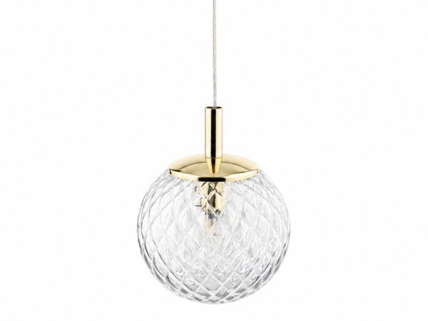 Lampa wisząca Cadix ze szklanym kloszem 21 cm złota na białym tle