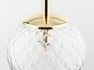 Miniaturka 1 - Złota lampa wisząca Cadix z przezroczystym szklanym kloszem w aranżacji