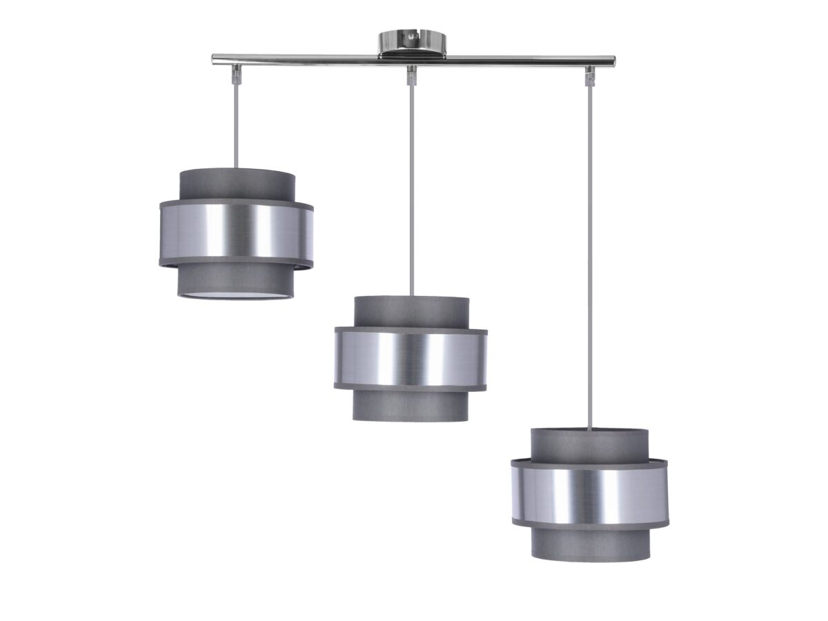 Lampa wisząca 3-punktowa Calatena 65 cm szaro-srebrna
