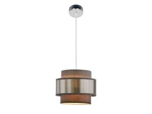 Miniaturka 1 - Lampa wisząca Calatena z rozświetlonym szarym abażurem i srebrną obręczą