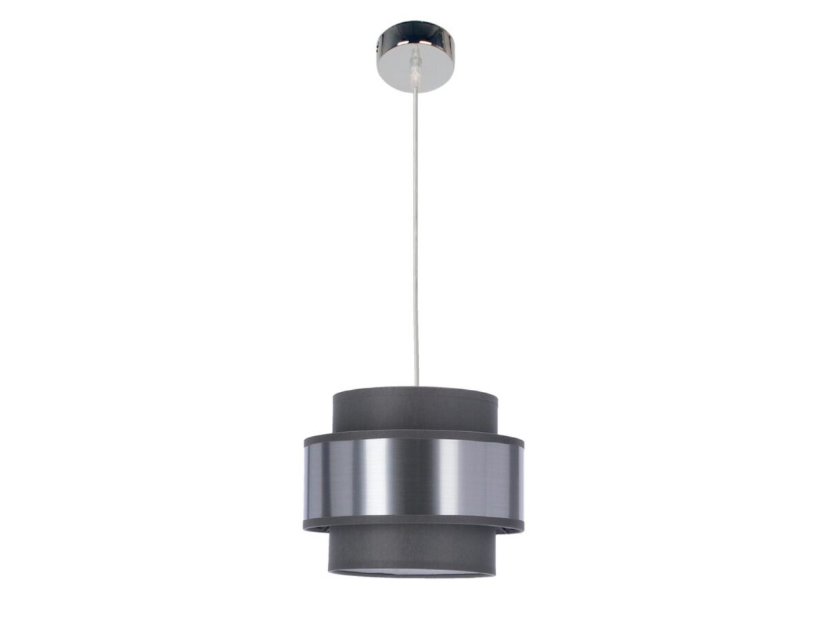 Lampa wisząca Calatena 1-punktowa z szaro-srebrnym abażurem 20 cm chrom