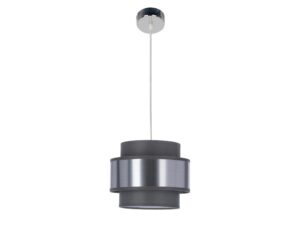 Miniaturka 4 - Lampa wisząca Calatena chromowana z szarym abażurem i srebrnym pasem