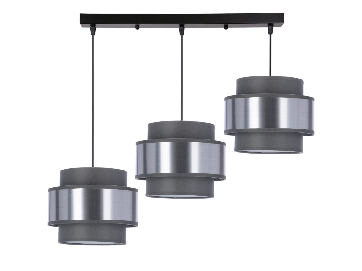 Lampa wisząca Calatena 3-punktowa z szarymi abażurami