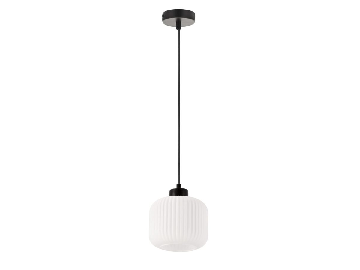 Lampa wisząca z ryflowanym kloszem Calera 120 cm biało-czarna