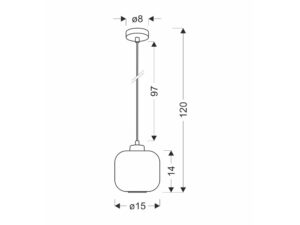 Miniaturka 1 - Lampa wisząca Calera biały klosz – rysunek wymiarowy 120 × 15 cm