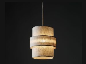 Miniaturka 7 - Lampa wisząca Calisto 20 cm piaskowy beż z tekstylnym kloszem, drugie ujęcie