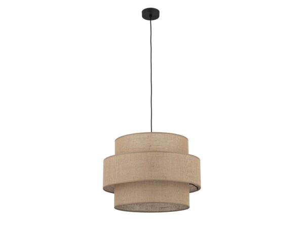 Lampa wisząca Calisto 50 cm z jutowym abażurem na białym tle
