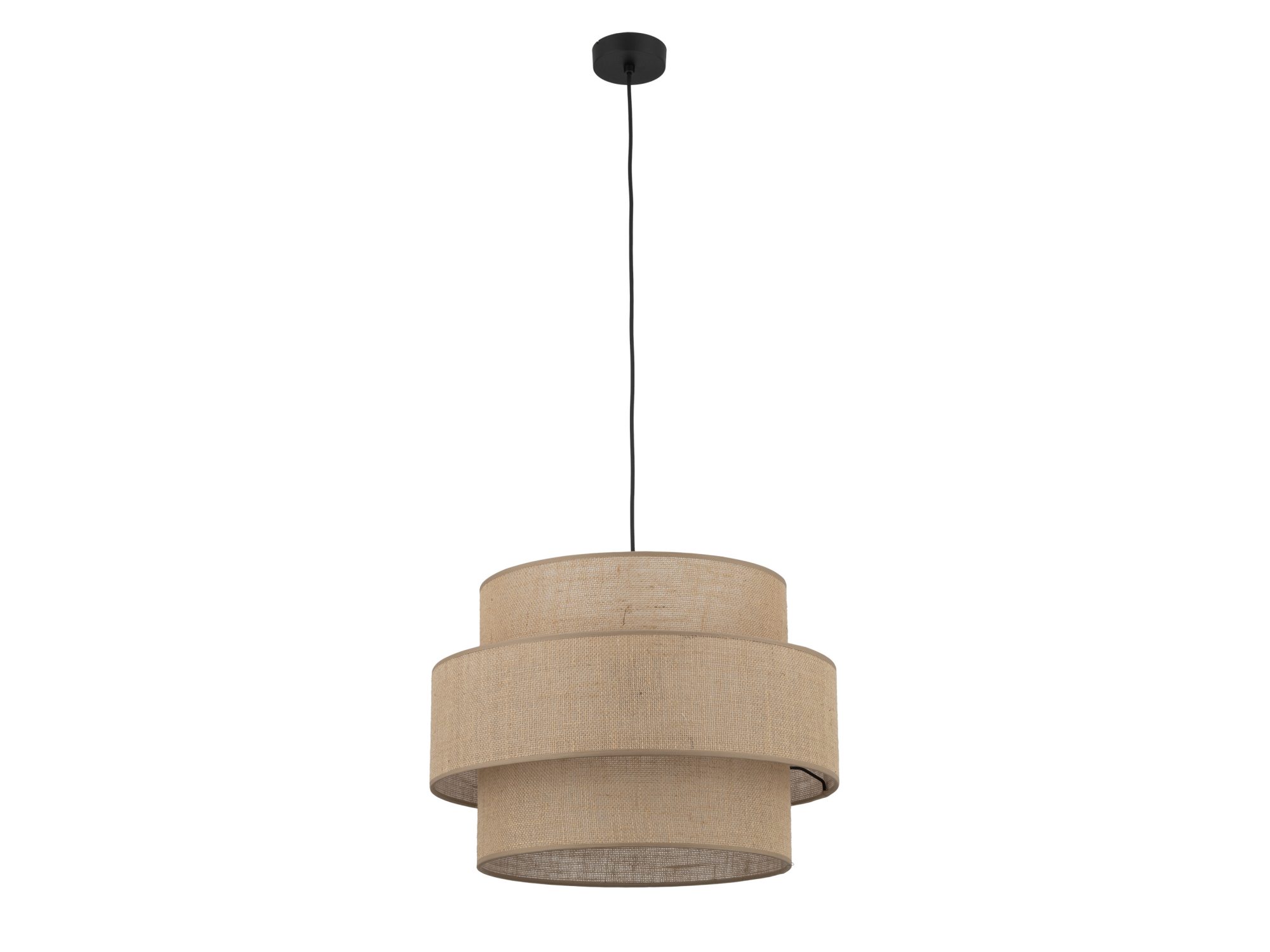 Lampa wisząca Calisto 50 cm z jutowym abażurem na białym tle