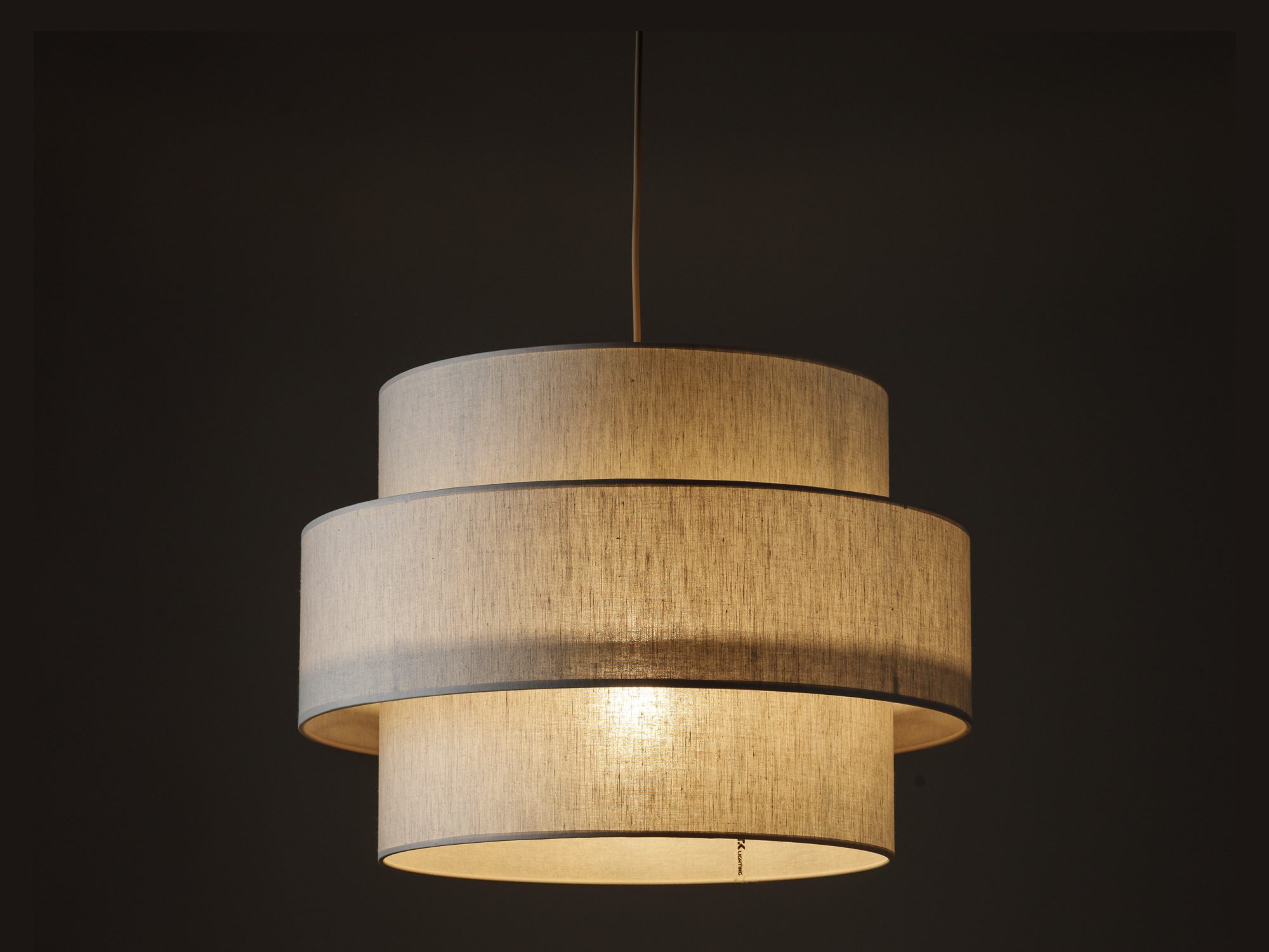 Lampa wisząca Calisto z lnianym abażurem w kolorze piaskowym