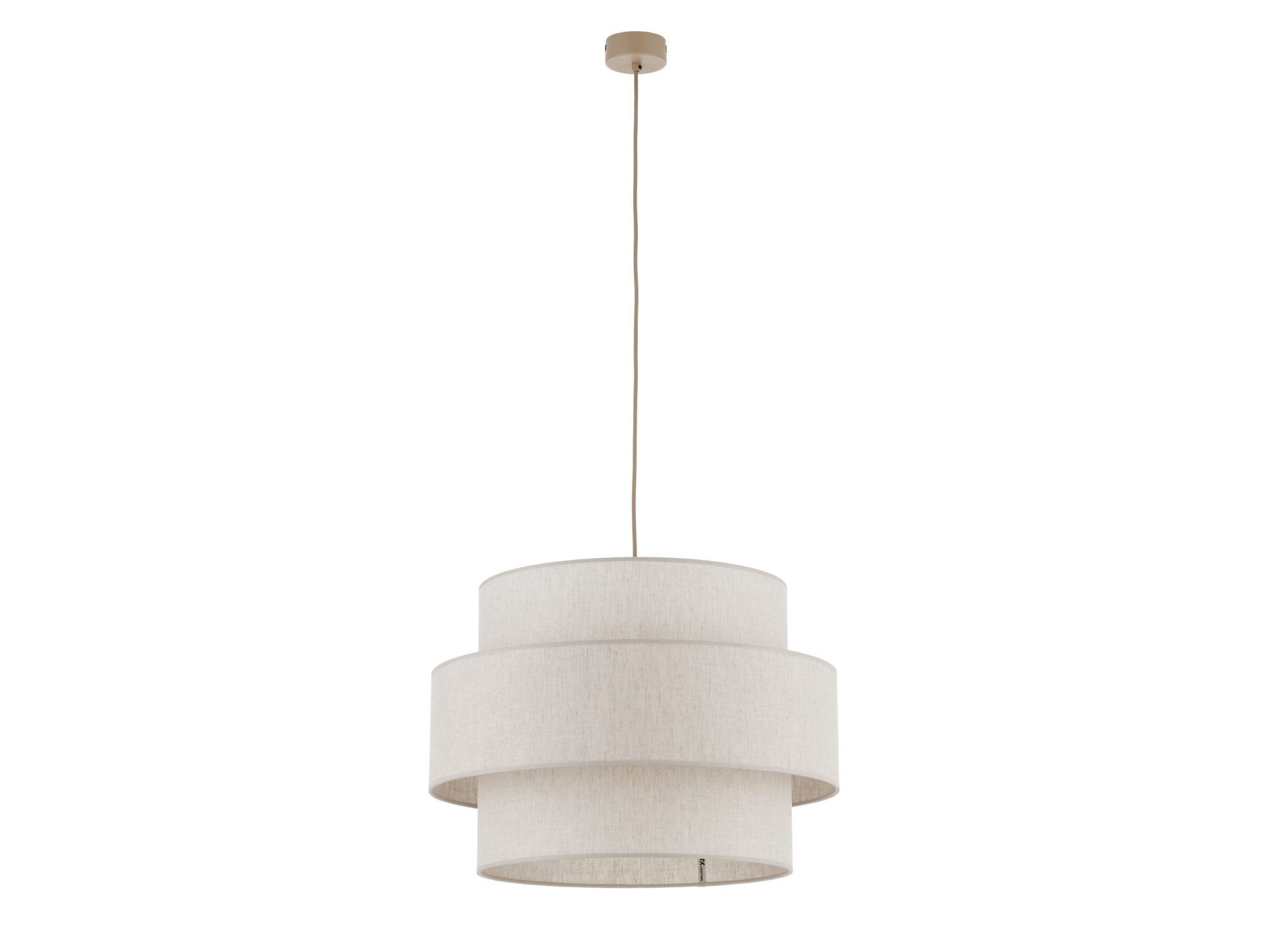 Piaskowobeżowa lampa wisząca Calisto 50 cm na białym tle