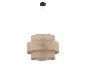 Miniaturka 2 - Lampa wisząca Calisto z trzema abażurami z juty na białym tle