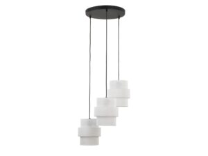 Miniaturka 2 - Lampa wisząca Calisto Koło biała z trzema tekstylnymi abażurami na białym tle