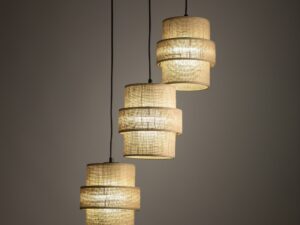 Miniaturka 4 - Lampa wisząca Calisto Koło z abażurami w odcieniu juty w aranżacji wnętrza
