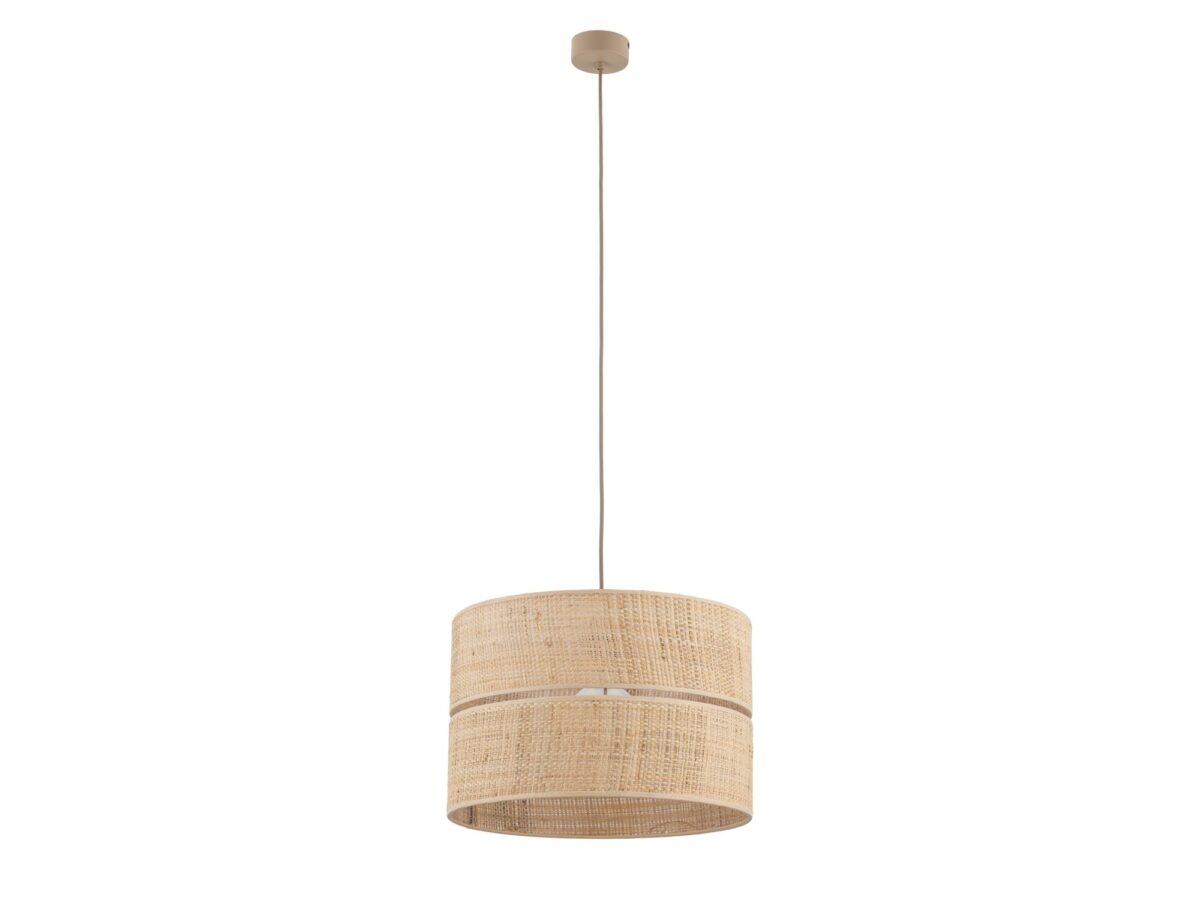 Lampa wisząca Calma 38 cm z rafią, piaskowy beż i słomkowy