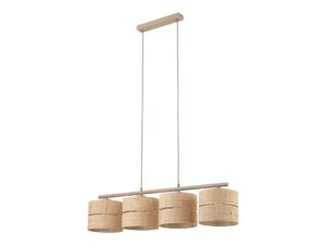 Miniaturka 2 - Lampa wisząca Calma czteropunktowa z rafii w słomkowym odcieniu na białym tle