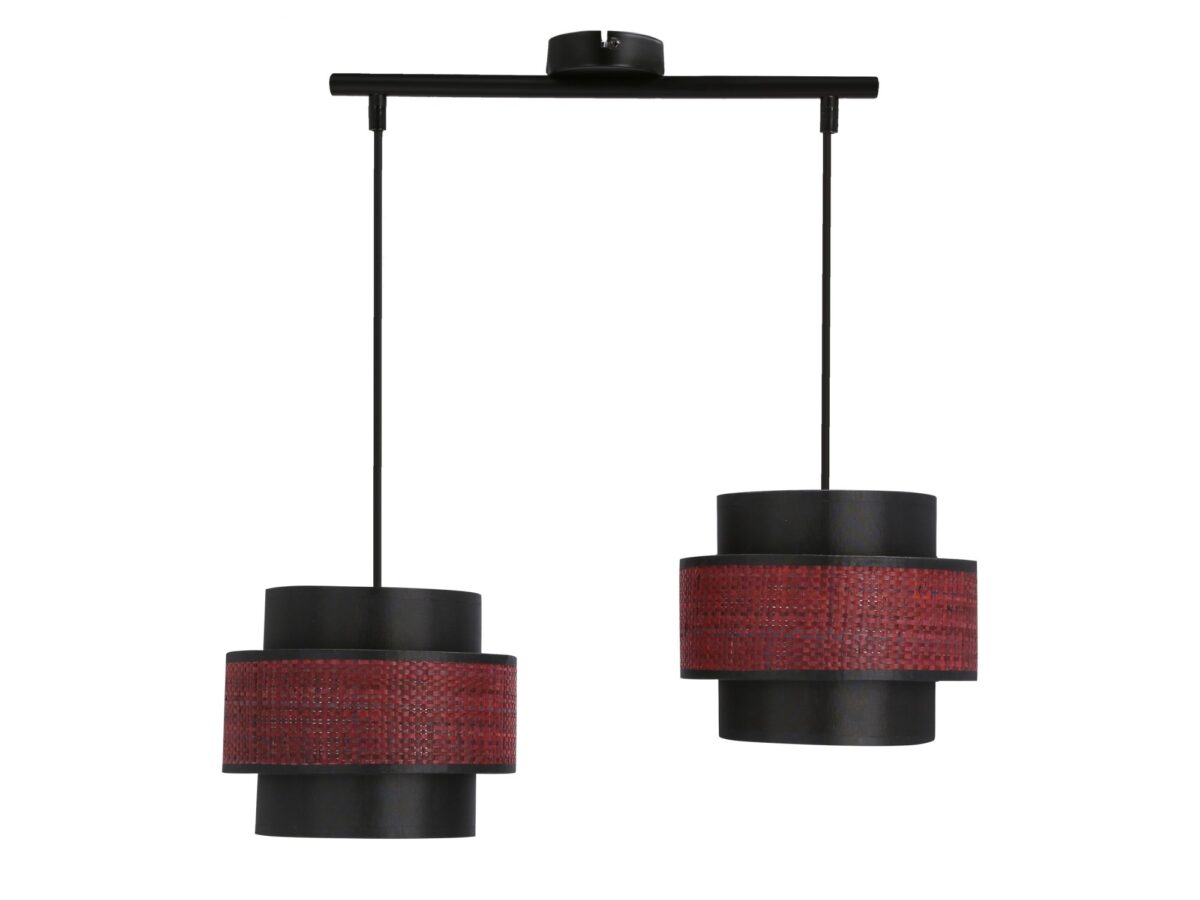 Lampa wisząca Camanira 2 czarno-bordowe abażury 50 cm