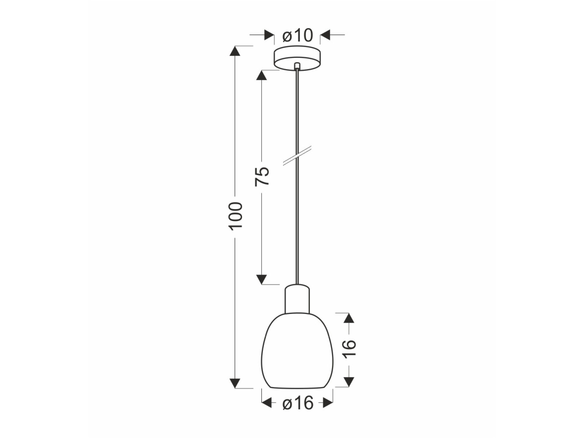 Wymiary lampy wiszącej Camaso ze szklanym kloszem 16 cm