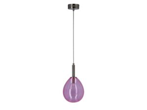 Miniaturka 6 - Lampa wisząca Camatena z różowym szklanym kloszem i chromowanym wykończeniem