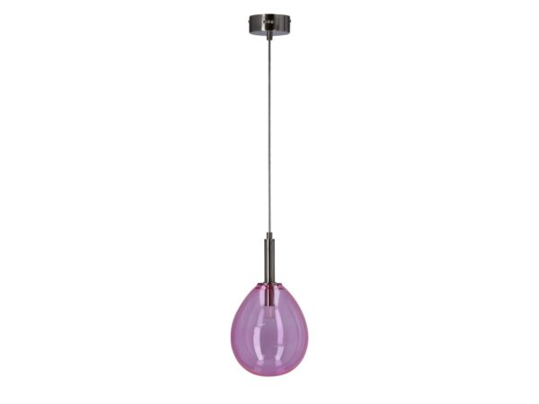 Lampa wisząca Camatena z różowym szklanym kloszem i chromowanym wykończeniem