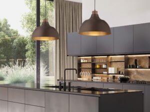 Miniaturka 9 - Brązowa lampa wisząca Cap z pojedynczym kloszem w aranżacji wnętrza