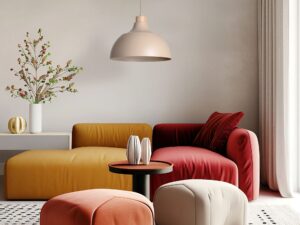 Miniaturka 10 - Lampa wisząca Cap w piaskowym beżu, aranżacja wnętrza