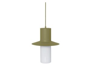 Miniaturka 4 - Lampa wisząca CAPONIO A oliwkowa z białą szklaną osłoną