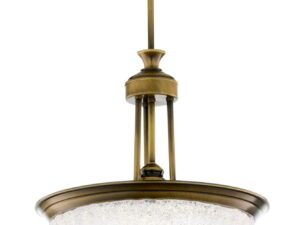 Miniaturka 1 - Lampa wisząca Carmen 2134 antyczny mosiądz z fakturowanym szklanym kloszem, cała sylwetka