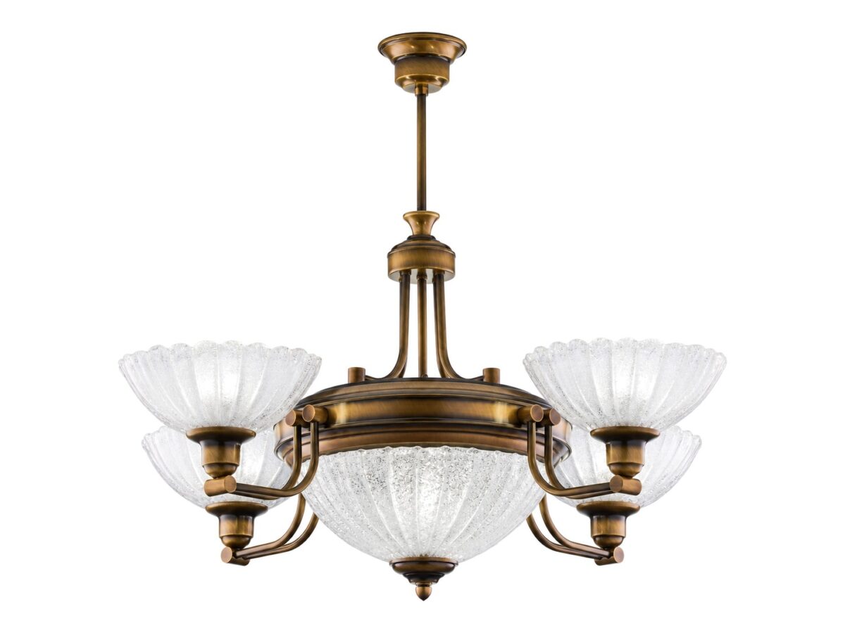 Lampa wisząca Carmen 5-punktowa ze szklanymi kloszami