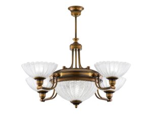 Miniaturka 6 - Lampa wisząca Carmen 5-punktowa ze szklanymi kloszami na białym tle