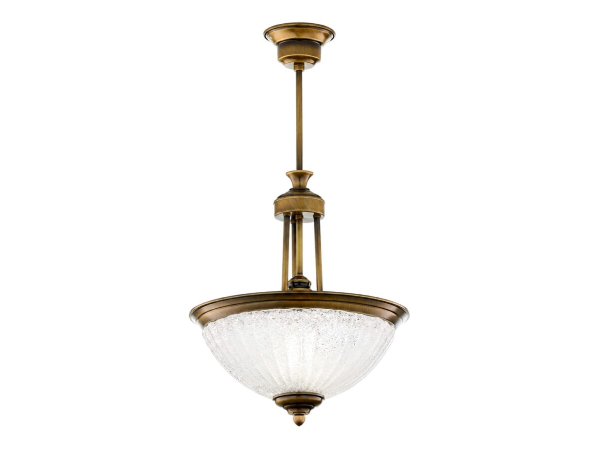 Lampa wisząca Carmen ze szklanym kloszem, antyczny mosiądz